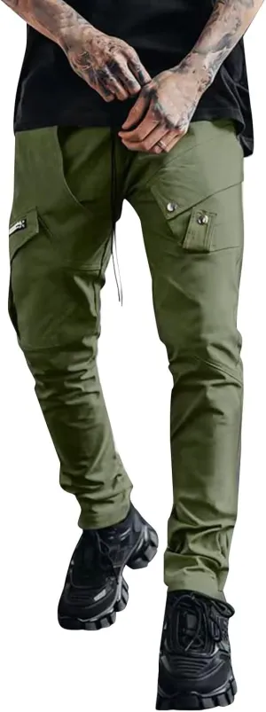 Cargo Pants for Men Relaxed Fit Joggers Men's Heavyweight Cargo Fleece Sweatpants Stretch Elastic Waist Hiking Pants