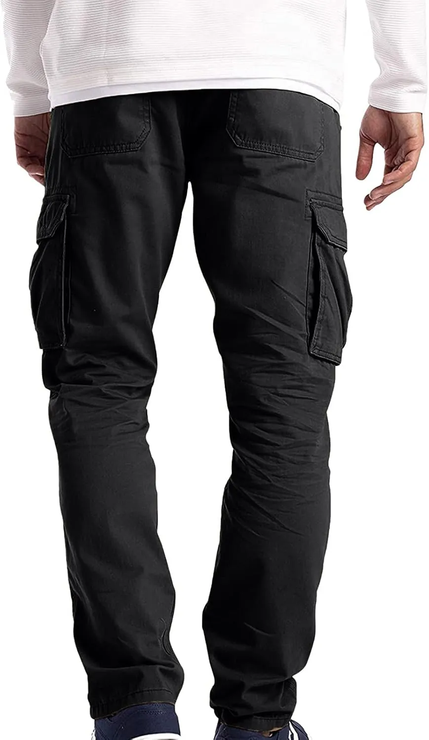 Cargo Pants for Men Relaxed Fit Mens Cargo Pants Tapered Gym Running Workout Pants Letter Print Fleece Casual Joggers