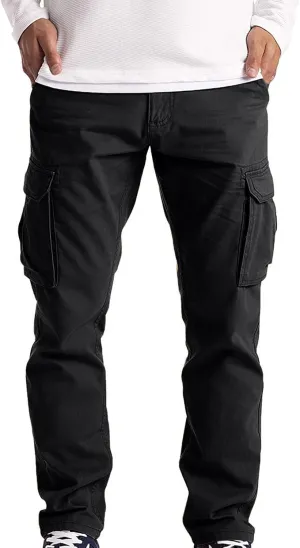 Cargo Pants for Men Relaxed Fit Mens Cargo Pants Tapered Gym Running Workout Pants Letter Print Fleece Casual Joggers
