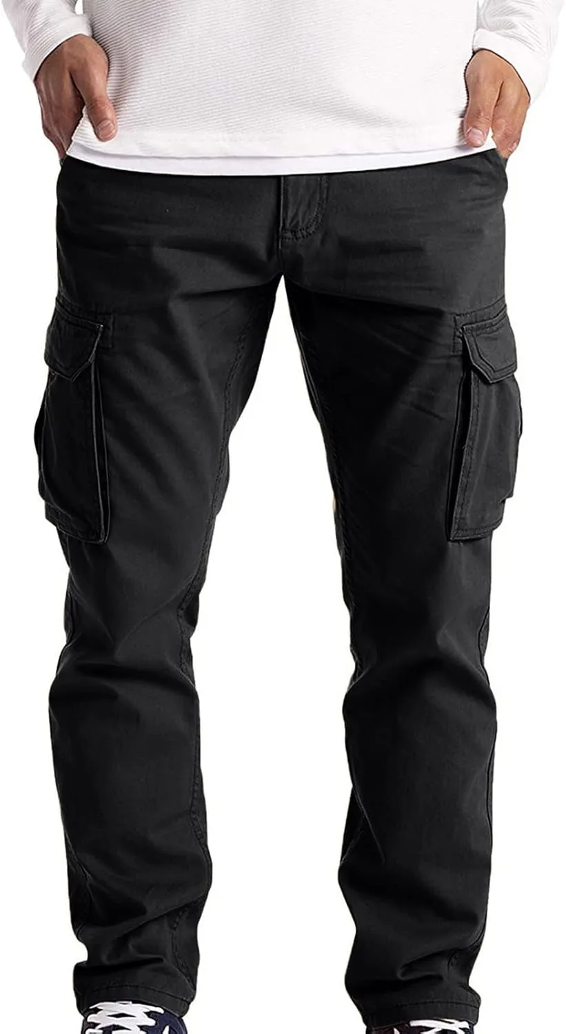 Cargo Pants for Men Relaxed Fit Mens Cargo Pants Tapered Gym Running Workout Pants Letter Print Fleece Casual Joggers