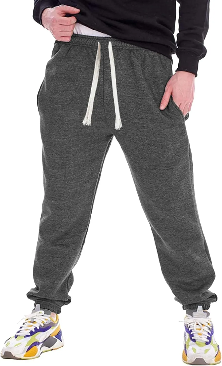 Cargo Pants for Men Relaxed Fit Sports Mens Premium Slim Fleece Pants Zipper Pockets Athletic Jogger Fitness Workout