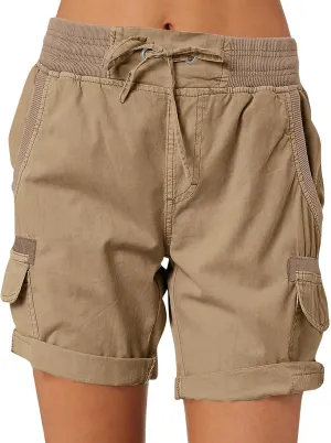 Cargo Shorts Women Summer Trendy High Waisted Drawstring Hiking Shorts Baggy Y2k Athletic Shorts with Pockets