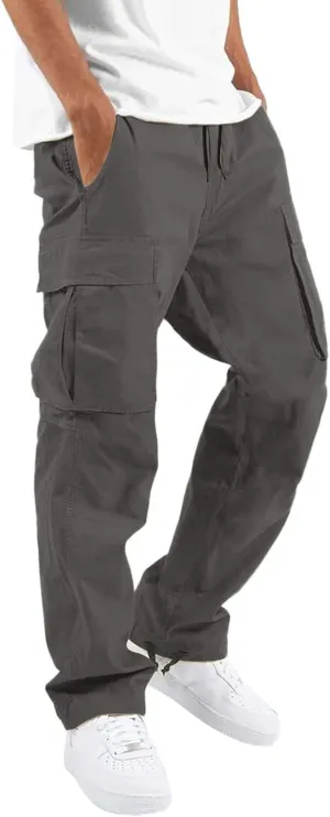 Cargo Sweatpants for Men Pockets Regular & Big Man Sizes Casual Jogger Pant Men's Fleece Lined Cargo Sweatpants Open