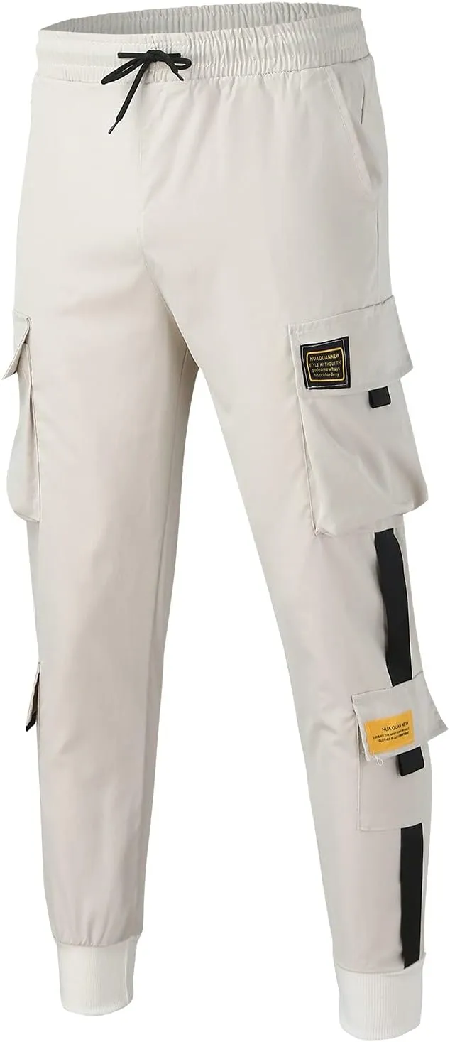 Cargo Trousers for Men Jogger Pants Fleece Sweatpants for Men Heavyweight Stretch Elastic Waist Jogger Sports Pants