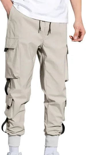 Cargo Trousers for Men Jogger Pants Fleece Sweatpants for Men Heavyweight Stretch Elastic Waist Jogger Sports Pants