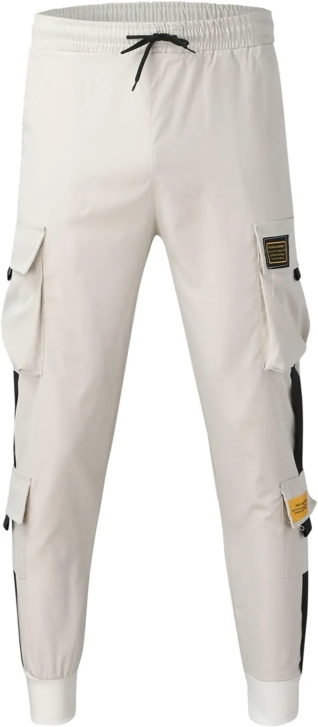 Cargo Trousers for Men Jogger Pants Fleece Sweatpants for Men Heavyweight Stretch Elastic Waist Jogger Sports Pants