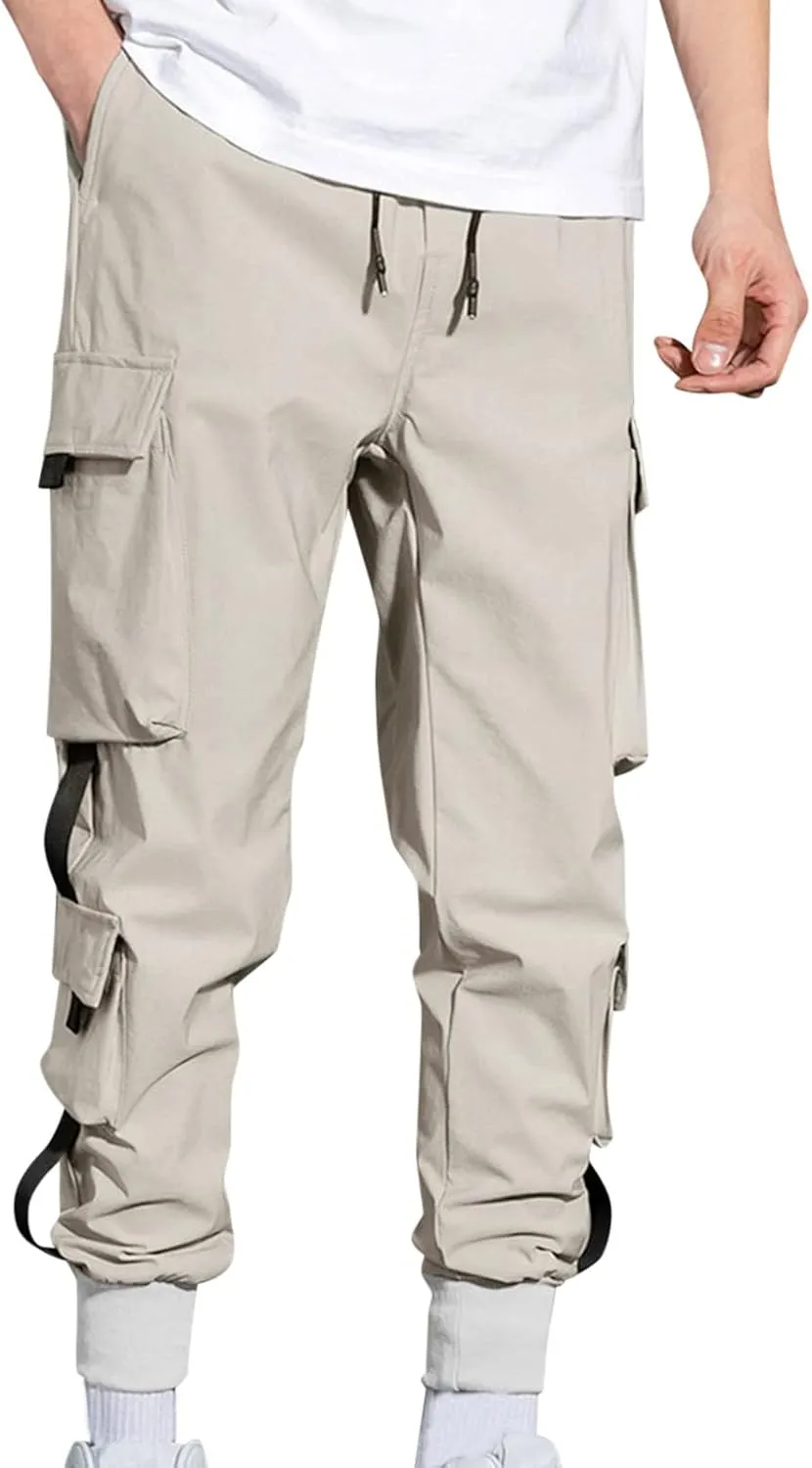 Cargo Trousers for Men Jogger Pants Fleece Sweatpants for Men Heavyweight Stretch Elastic Waist Jogger Sports Pants