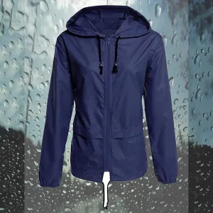 Cdiecer Raincoat Women Waterproof Rain Jacket Outdoor Hooded Windbreaker Lightweight Outdoor Active Hoodie with Pockets