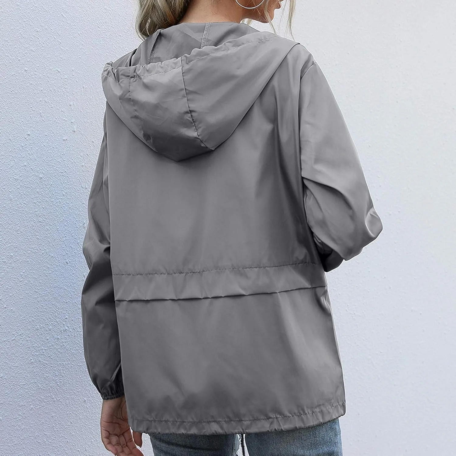 Cdiecer Women Rain Jackets Waterproof Windproof Jacket Lightweight Hooded Windbreaker Outdoor Casual Raincoat