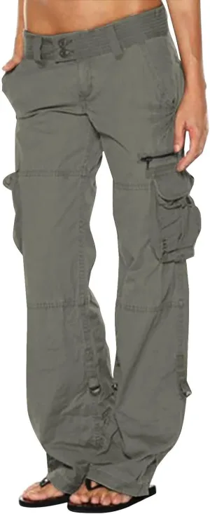 Ceboyel Women's Baggy Parachute Pants Straight Wide Leg Cargo Pants Multiple Pockets Jogger Trousers Y2K Clothing 2023