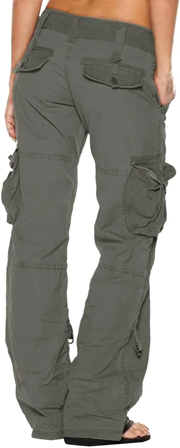 Ceboyel Women's Baggy Parachute Pants Straight Wide Leg Cargo Pants Multiple Pockets Jogger Trousers Y2K Clothing 2023