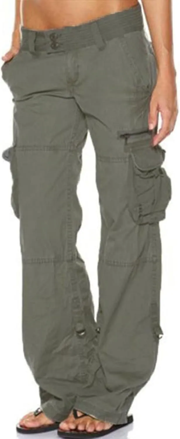 Ceboyel Women's Baggy Parachute Pants Straight Wide Leg Cargo Pants Multiple Pockets Jogger Trousers Y2K Clothing 2023