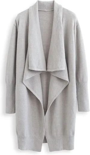 CHICWISH Women's Open Front Waterfall Longline Knit Cardigan Coatigan Light Jacket