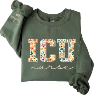 Chillever - Personalized Embroidered Nurse Sweatshirt, Custom Name Nurse Gifts RN LPN APRN CNA, Gift for Nurses Day