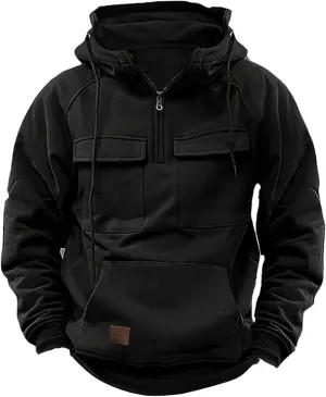 Ctreela Tactical Hooded Jacket for Men's Military Army Outdoor Hoodies Pullover Retro Cargo Western Training Shirt Coats