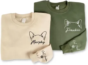 Custom Embroidered Cat Mom Sweatshirt, Cat Mom Gifts for Women, Cat Lover Gift for Christmas, Cat Owner Shirt