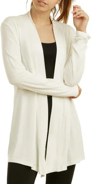 DailyWear Women's Open-Front Soft Draped Long Sleeve Cardigan Sweater Longline Tunic