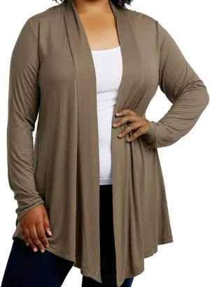 DailyWear Women's Open-Front Soft Draped Long Sleeve Cardigan Sweater Longline Tunic
