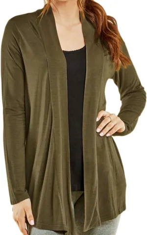 DailyWear Women's Open-Front Soft Draped Long Sleeve Cardigan Sweater Longline Tunic