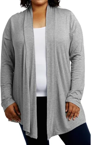 DailyWear Women's Open-Front Soft Draped Long Sleeve Cardigan Sweater Longline Tunic