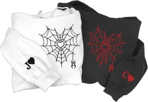 Daty Custom Embroidered Couples Hoodies, Sweatshirts for Boyfriend and Her, Customized Set With Roman Numeral Matching for Valentine Day