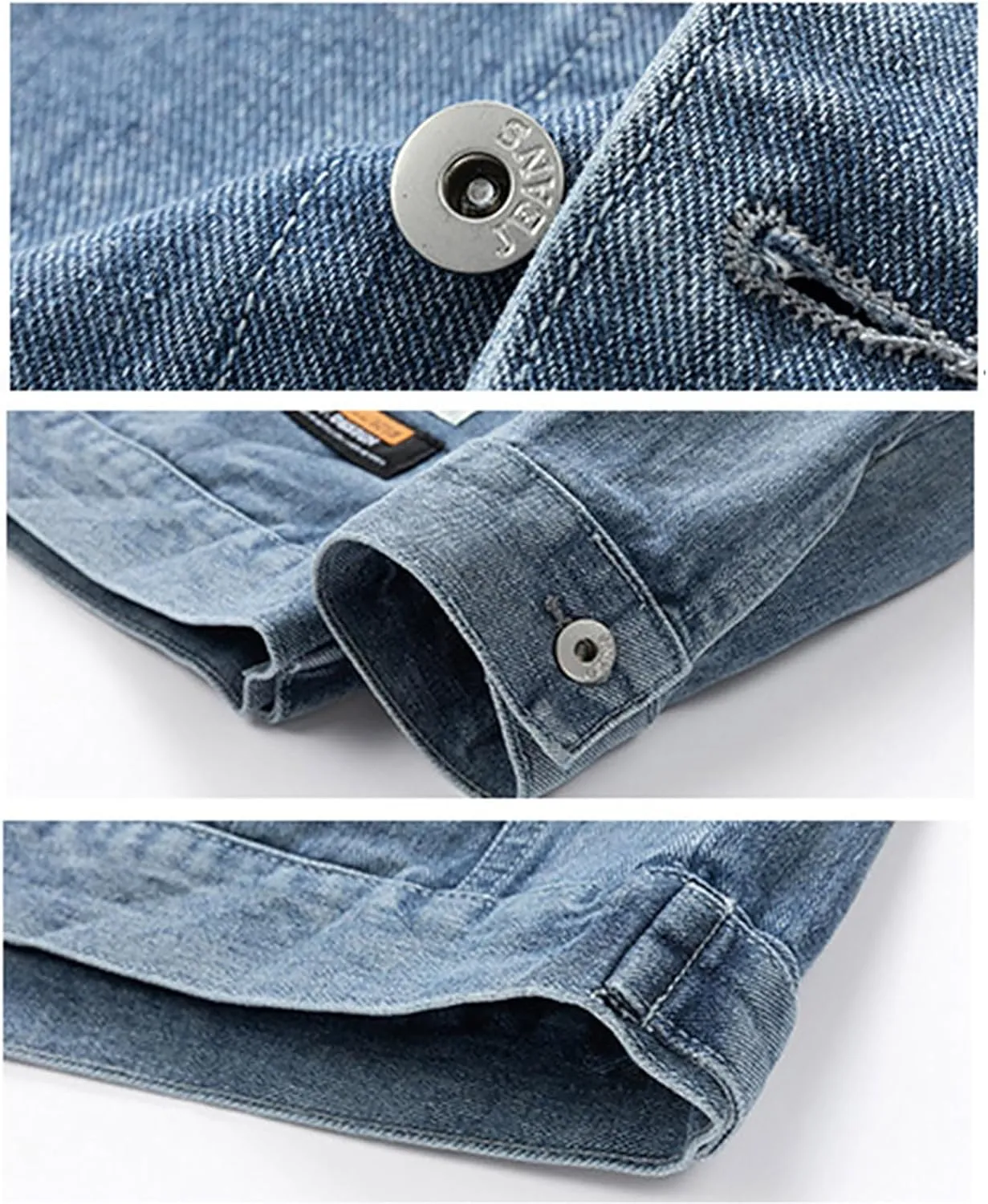Denim Jacket for Men Jean Coat Long Sleeve Button Down Western Cowboy Cargo Trucker Jackets with Pockets