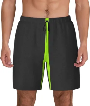 DKJlitter Men's 2 in 1 Swim Trunks, Fitness Running Shorts, Quick Dry Stretch Swim Shorts Beach Shorts for Summer
