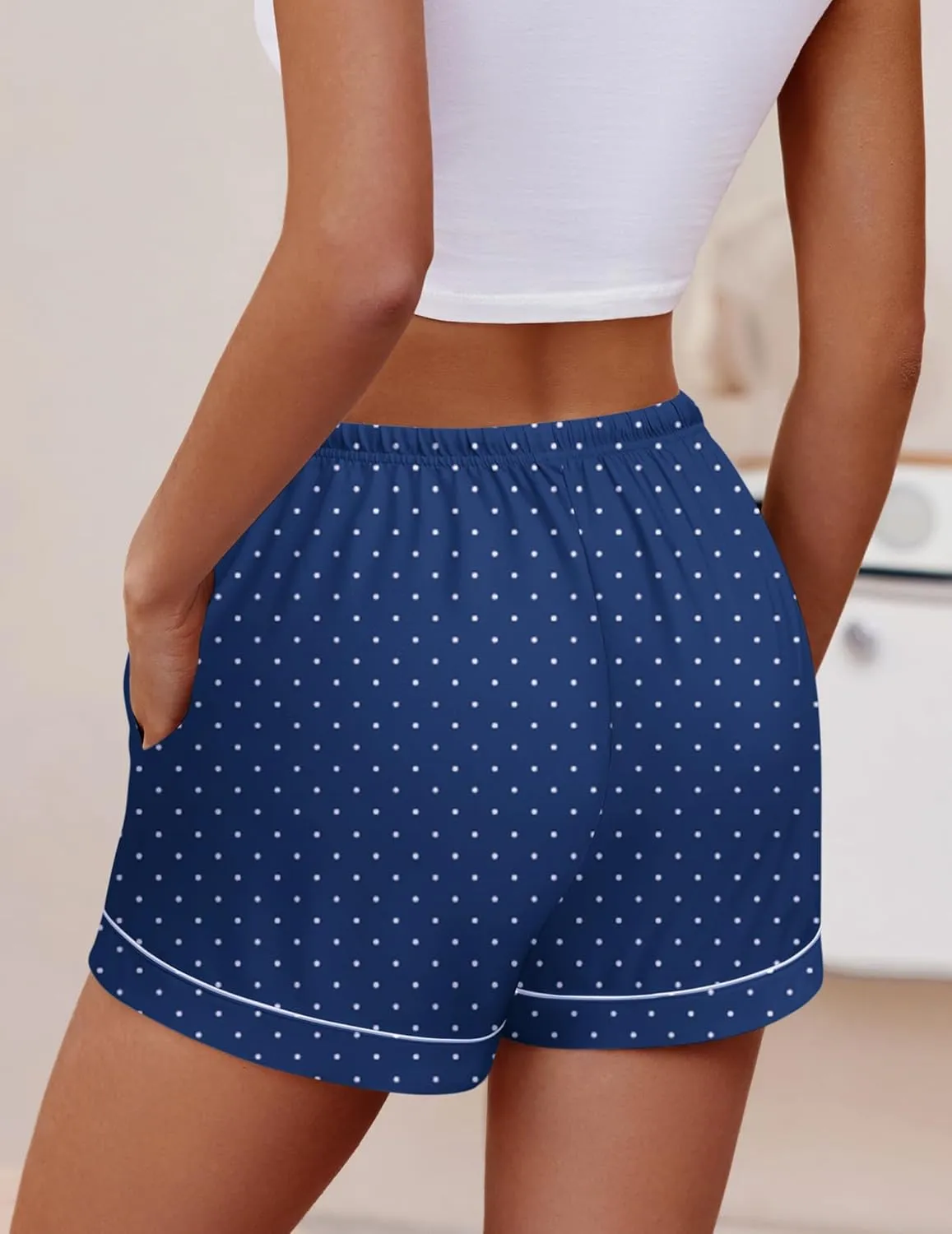 Ekouaer Womens Pajama Shorts Casual Summer Sleep Shorts Cute Printed Lounge Pj Bottoms with Drawstring & Pockets