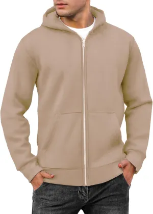 evzosrz Mens Full Zip Hoodies Fleece Lined Baggy Hooded Sweatshirts Casual Athletic Long Sleeve Pullover Hoodie with Pockets