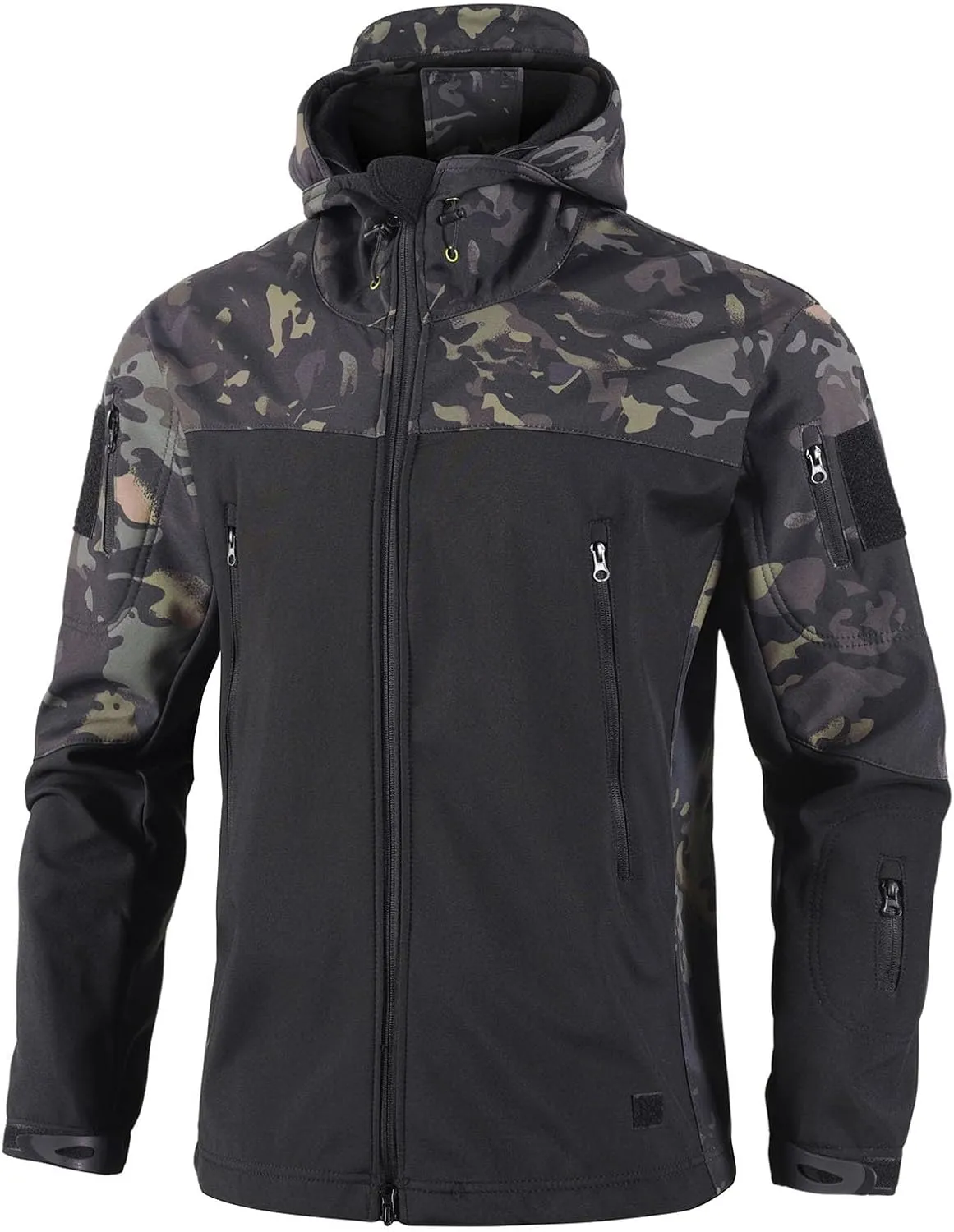 Finelylove Mens Hooded Tactical Jacket Fleece Lined Winter Coats Water Resistant Snow Ski Jacket Windbreaker with Pocket