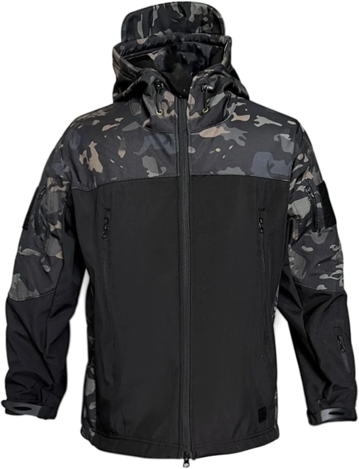 Finelylove Mens Hooded Tactical Jacket Fleece Lined Winter Coats Water Resistant Snow Ski Jacket Windbreaker with Pocket