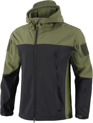 Finelylove Mens Hooded Tactical Jacket Fleece Lined Winter Coats Water Resistant Snow Ski Jacket Windbreaker with Pocket