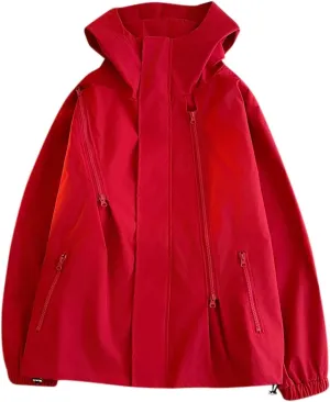 Finelylove Mens Rain Jacket Waterproof Lightweight Hooded Windbreaker Fashion Casual Light Jacket Outdoor Rain Coats