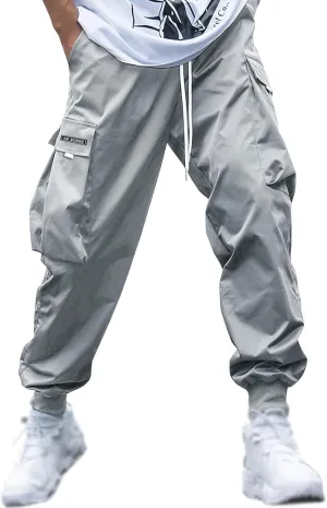 FZVYD Men's Baggy Cargo Pants Trendy Casual Parachute Pant Loose Fit Harem Joggers Relaxed Streetwear Joggers with Pockets