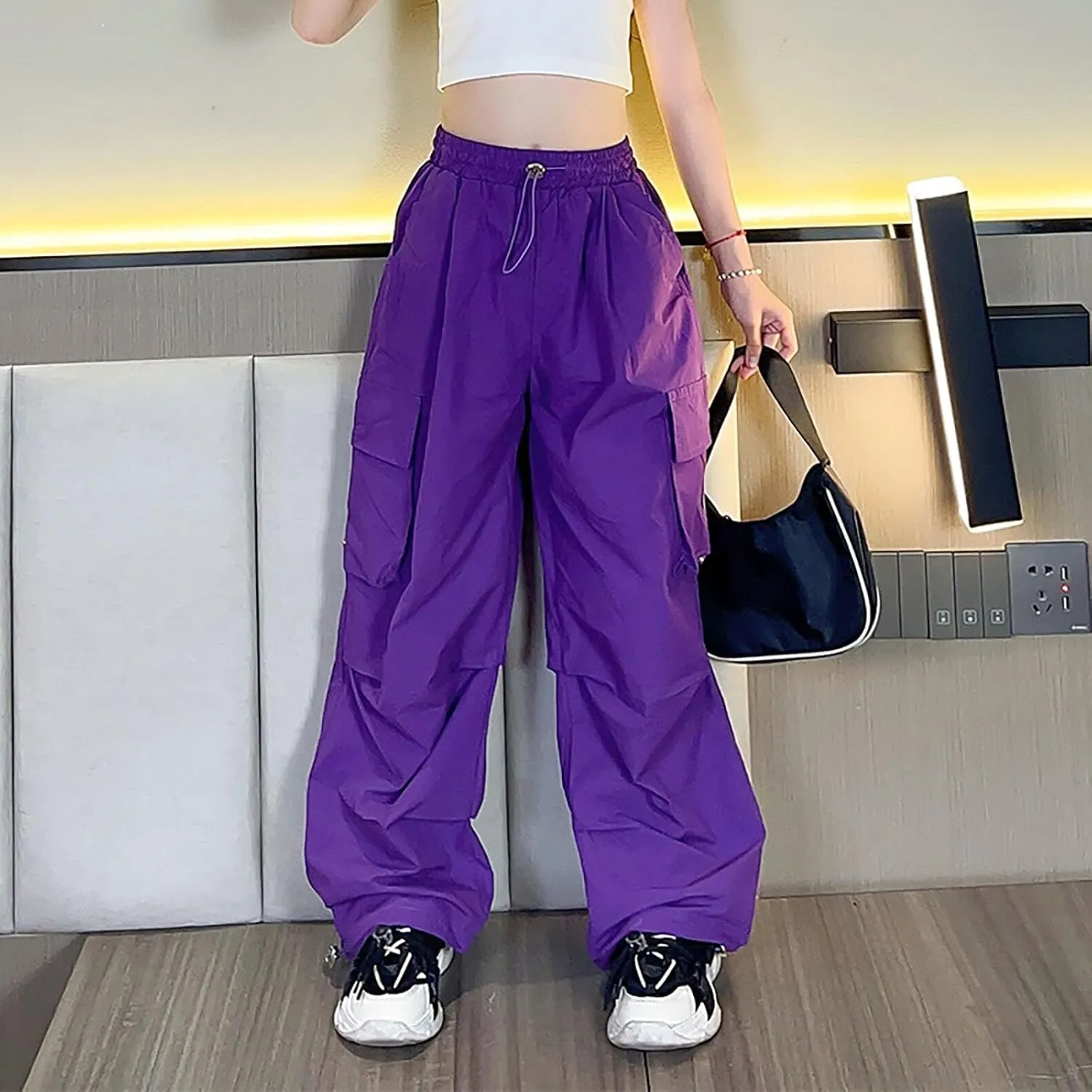 Girls Baggy Jeans Trendy Y2K Streetwear Camouflage Denim Cargo Pants Elastic High Waist Wide Leg Clothes Multi Pocket