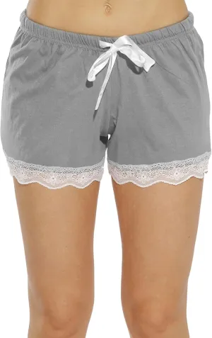 GOFULY Sleep Shorts Women Plaid Loose Fit Summer Lace Lounge Pajama Bottoms Cute Elastic Waist Drawstring Shorts 2025 Trendy