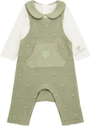 GUESS baby-girls Collared Bodysuit and Knitted Romper