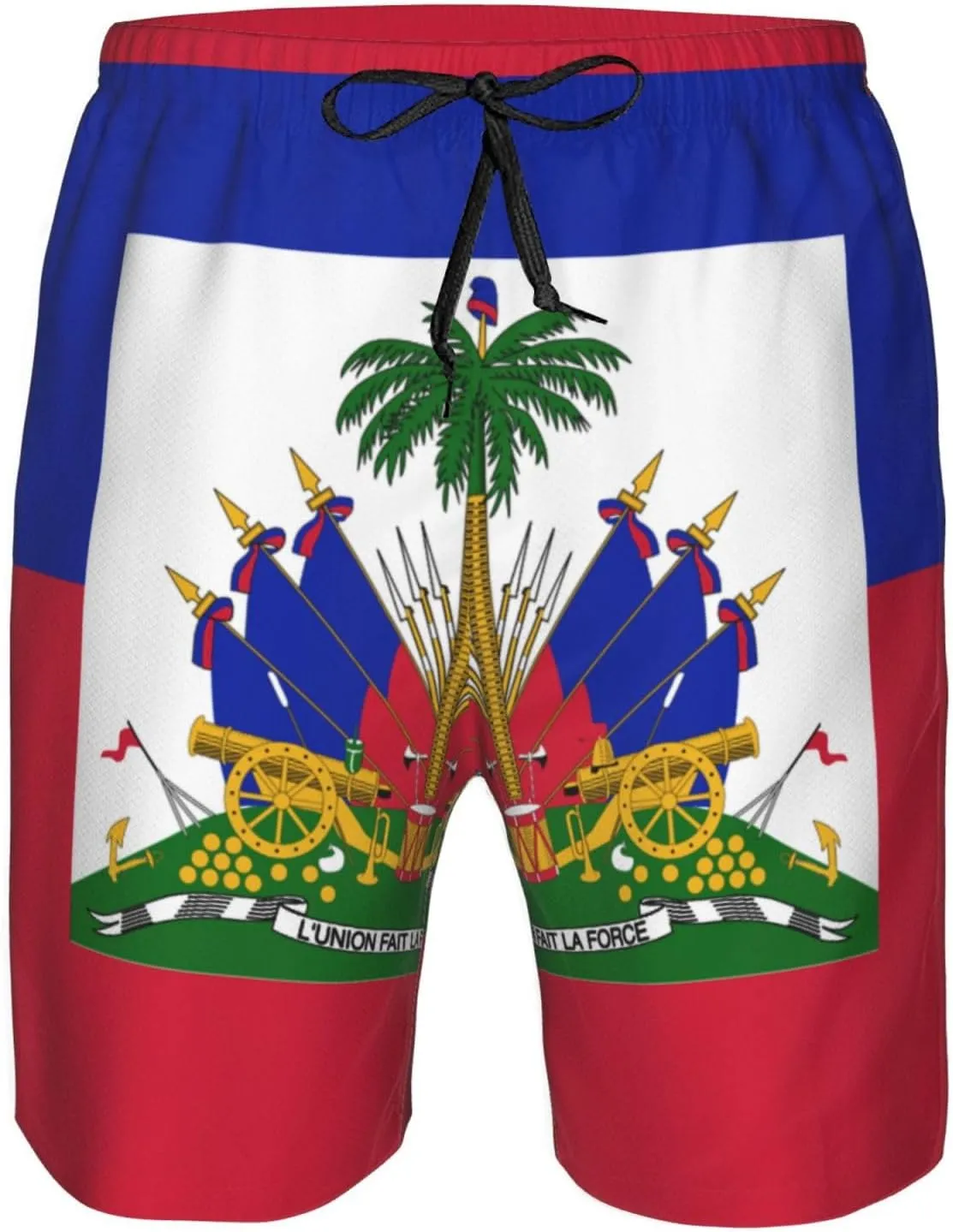 Haitian Flag Trunks Swim Mans Running Shorts Summer Quick Dry Running Shorts with Pocket