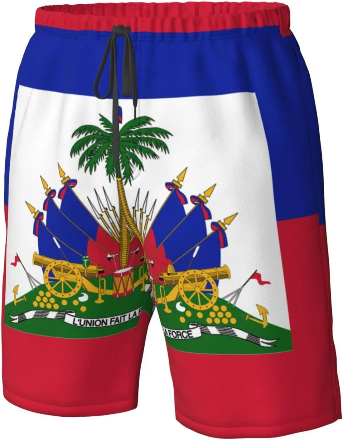 Haitian Flag Trunks Swim Mans Running Shorts Summer Quick Dry Running Shorts with Pocket