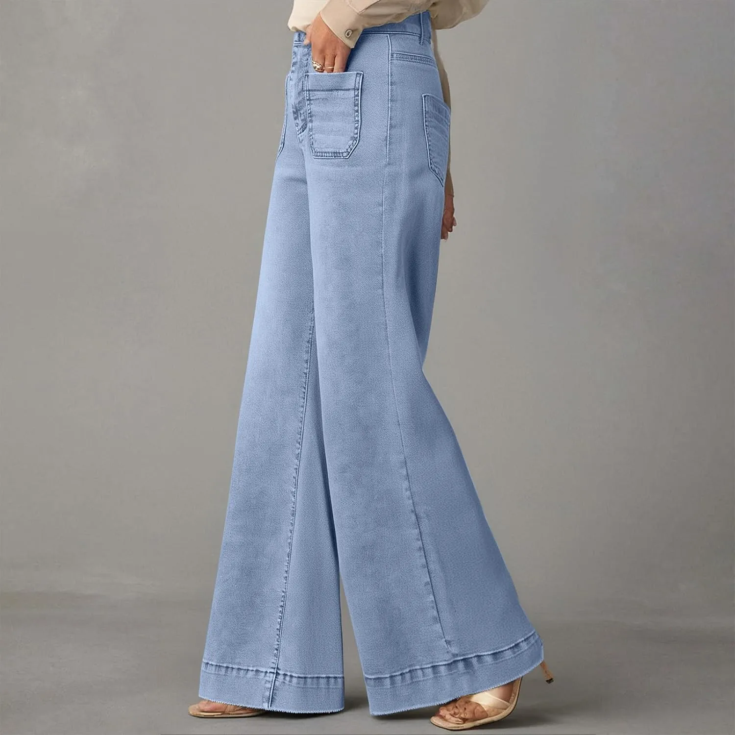 HGps8w Stretch High Waisted Boyfriend Jeans for Women 2025 Summer Straight Leg Button Fly Denim Pants with Pockets