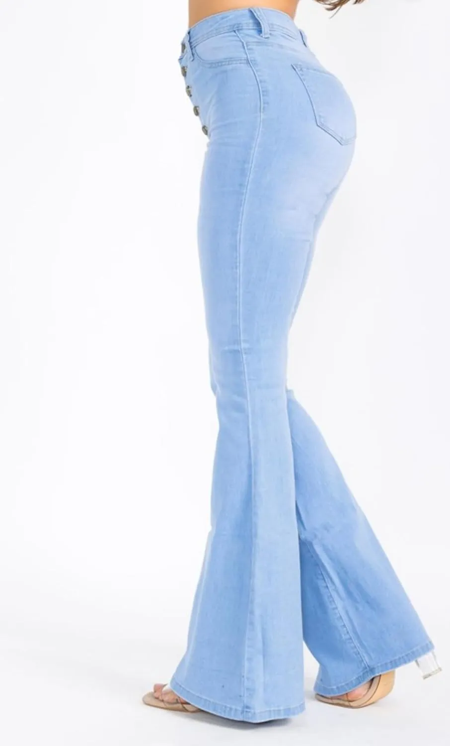High Waist Western Five Button Flare Jeans