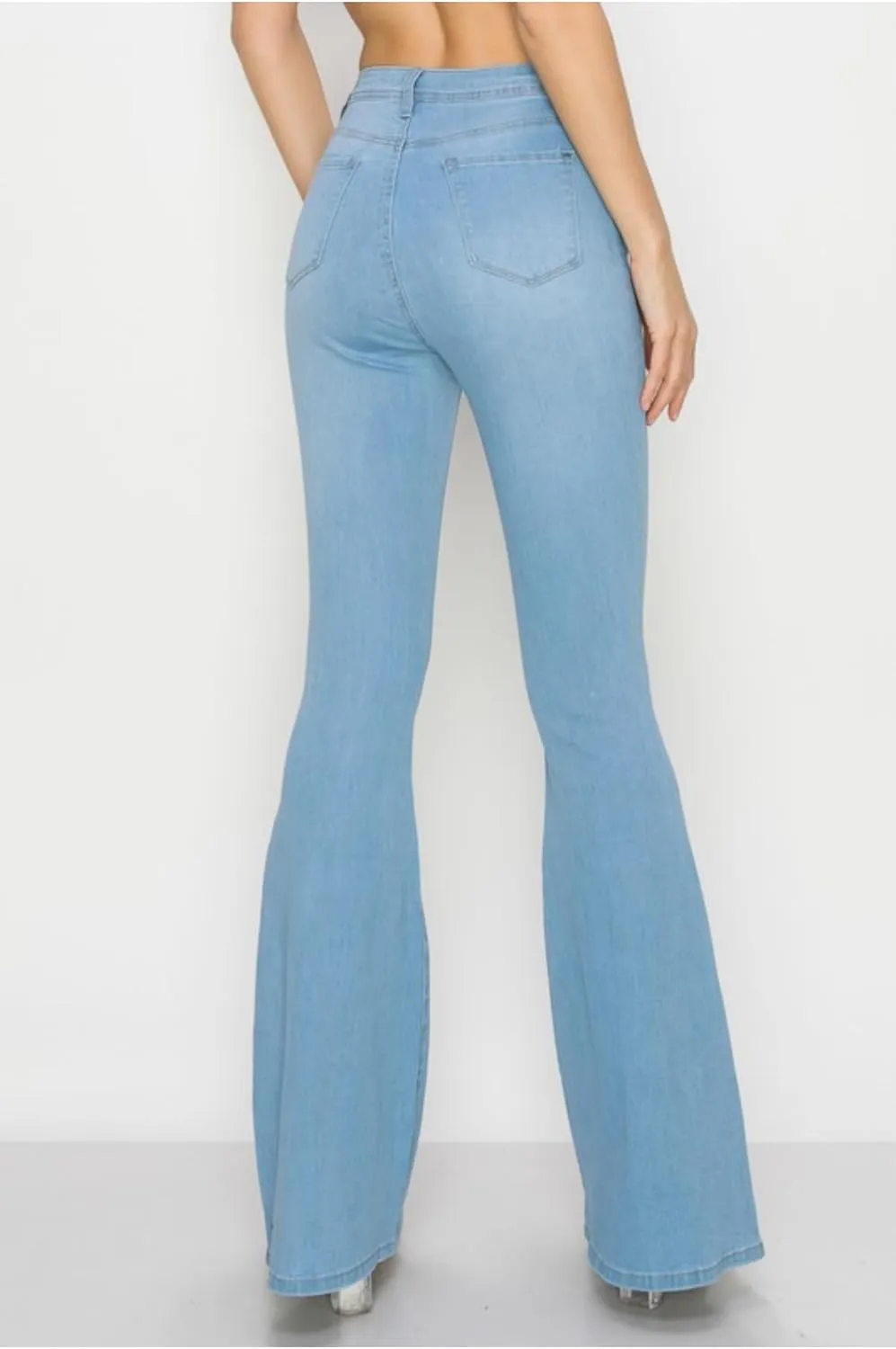 High Waist Western Five Button Flare Jeans