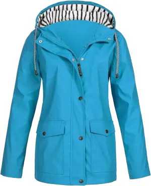 HTHLVMD Rain Jacket Women 2024 Yellowjackets Fall Lightweight Waterproof Windbreaker Outdoor Hooded Trench Coat for Women