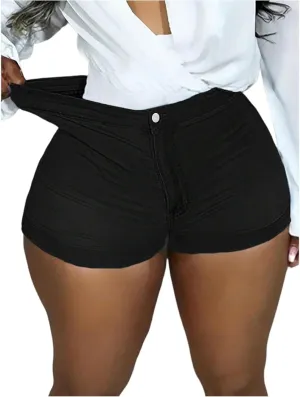 Jean Shorts Womens Summer Comfy Black Stretch Mini Denim Shorts Western Sexy Y2K Skinny Button Fly Short Jeans