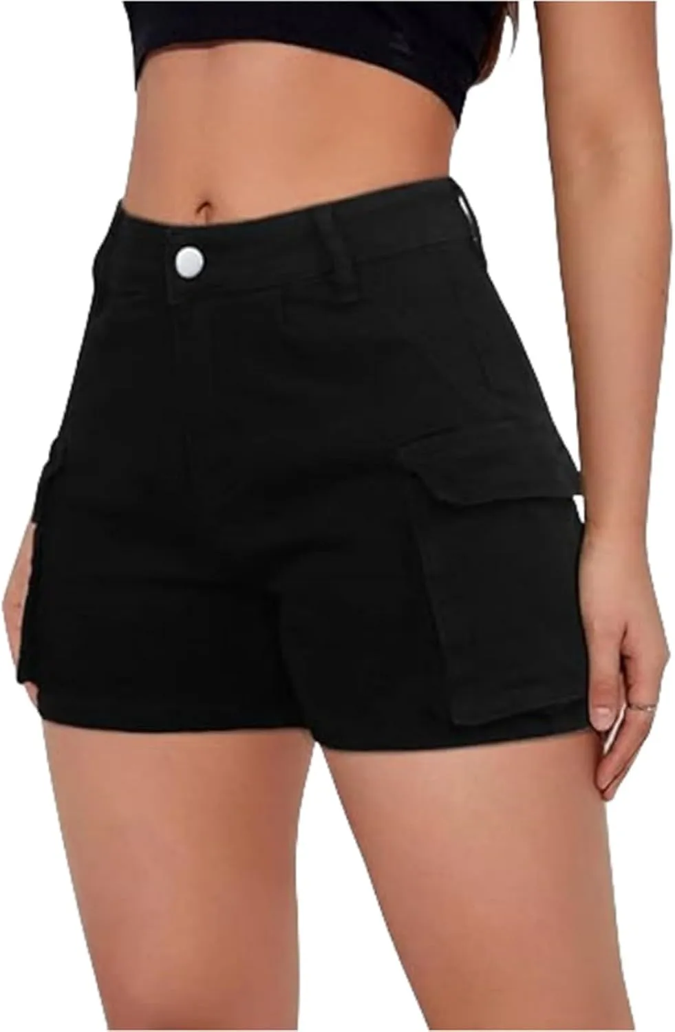 Jeans for Women Trendy Stretchy High Waisted Cargo Denim Shorts Summer Casual Button Fly Butt Lifting Hot Jean Jorts