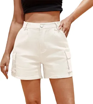 Jeans for Women Trendy Stretchy High Waisted Cargo Denim Shorts Summer Casual Button Fly Butt Lifting Hot Jean Jorts