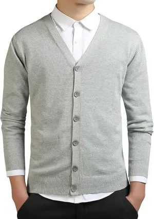 JEsilunmaMY Mens Basic Designed Cardigan Sweaters V Neck Button Down Knitted Cardigan Sweater Lightweight Business Knitwear