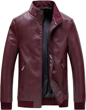 JEsilunmaMY Men's Full Zip Motorcycle Jackets Long Sleeve Spring Fall Leather Outwear Slim Fit Casual Moto Biker Bomber Coats