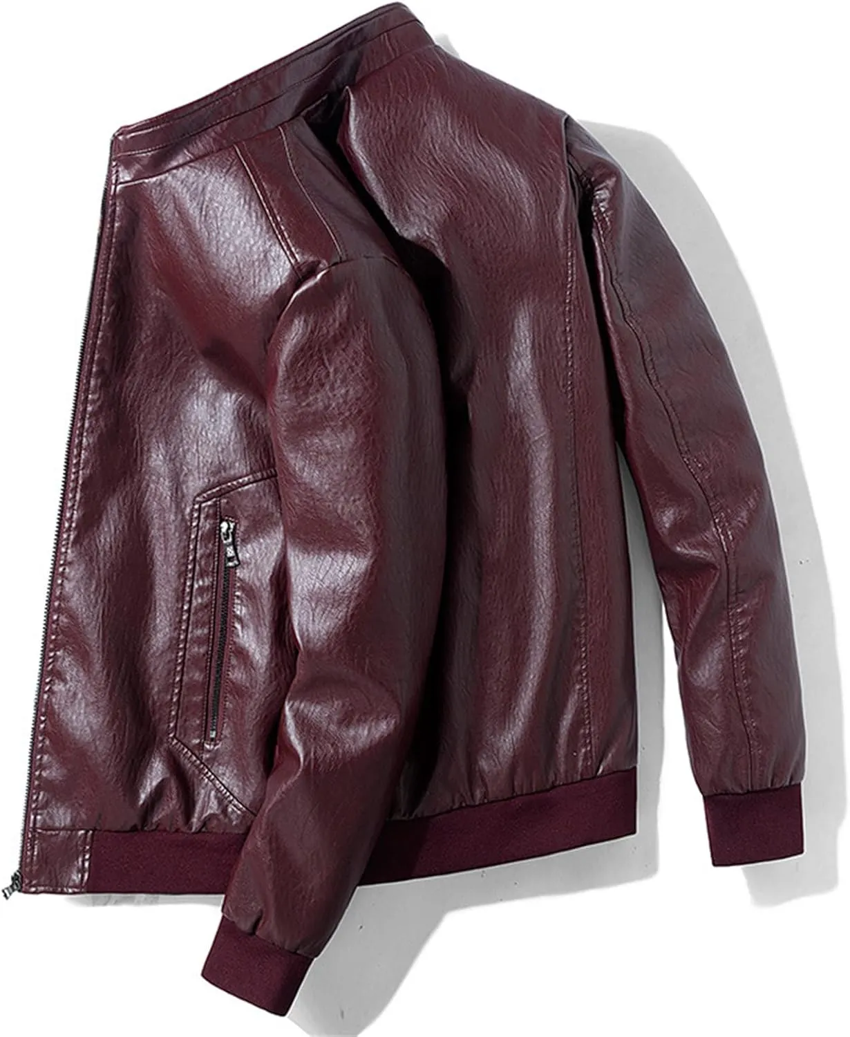 JEsilunmaMY Men's Full Zip Motorcycle Jackets Long Sleeve Spring Fall Leather Outwear Slim Fit Casual Moto Biker Bomber Coats