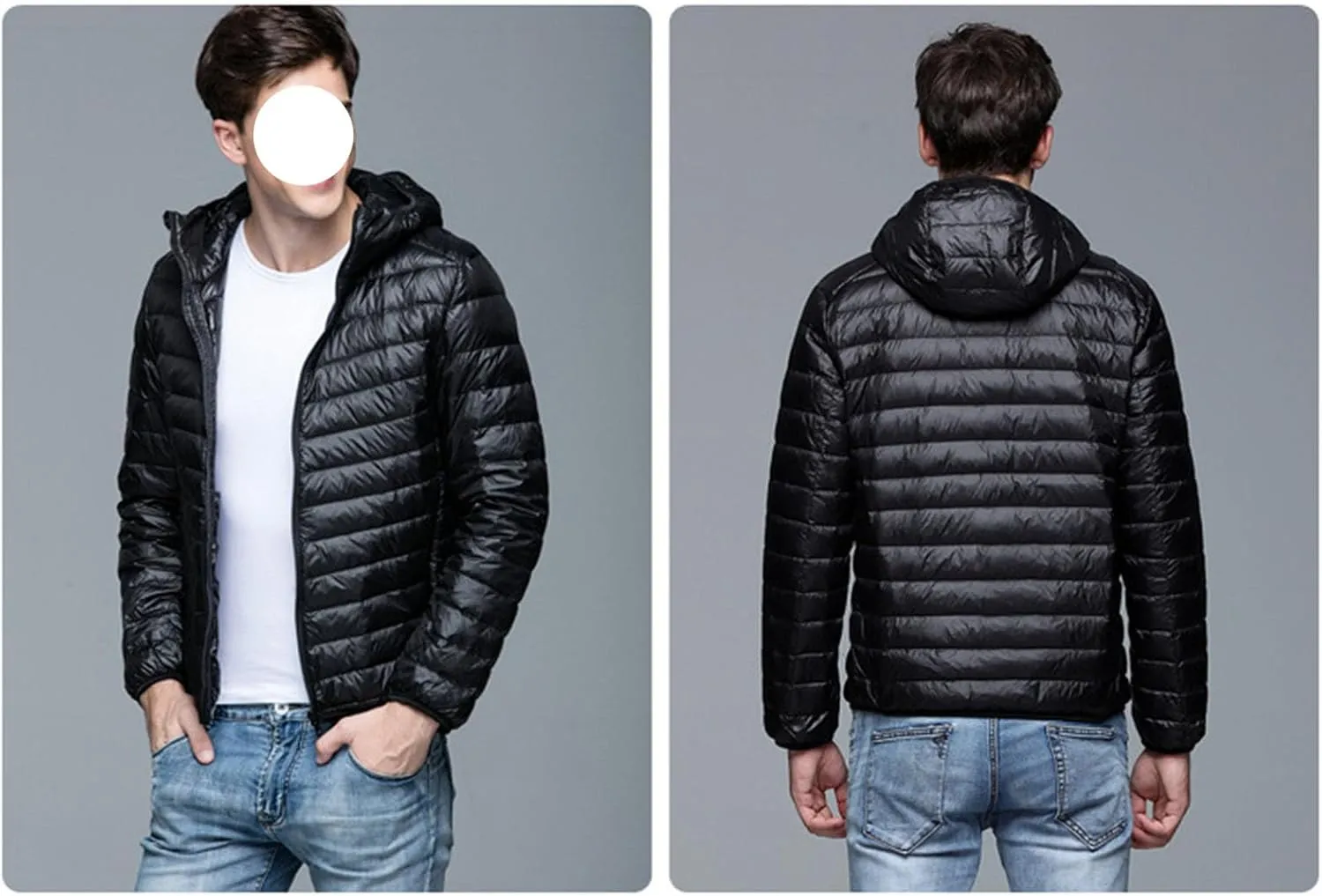 JEsilunmaMY Men's Puffer Jacket Cropped Down Coat Lightweight Zip Up Packable Puffer Jackets Slim Short Quilted Outwear